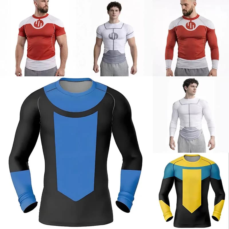 Nuova Maglietta Rash Guard Invincibile per Cosplay, Immersioni, Palestra, BJJ, Manica Lunga e Corta, Abbigliamento MMA, Costume Viltrumite per Uomo e Donna