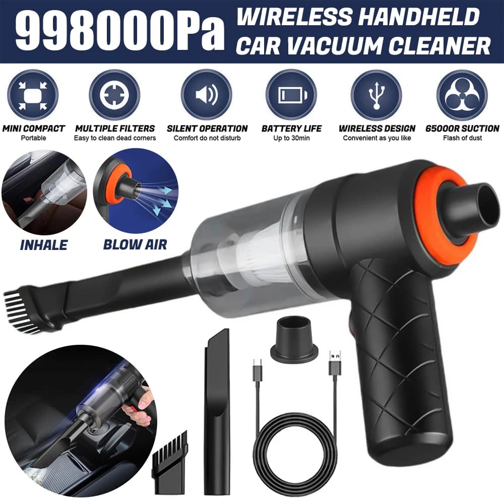 Aspirapolvere portatile senza fili 2 in1 Mini portatile ricaricabile tenuto in mano aspirapolvere a doppio uso per la casa e l'auto