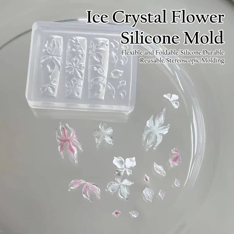 ~1Pc 3D Ice Crystal Flower Ice Creative Silicone Acrylic Nail Mold DIY Silicone Manicure Nail Art Decorations Mold.