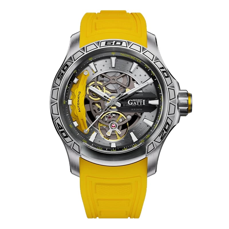 BONEST GATTI Orologio automatico da uomo Orologio da polso meccanico da corsa Quadrante con pinza 30M Zaffiro impermeabile luminoso