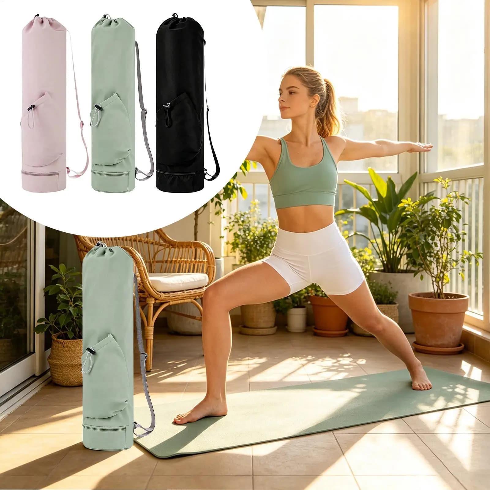Large-capacity Fitness Yoga Mat Storage Bag Pula Handbag With Side Drawstring Cup Bag For Yoga Beginners Enthusiasts Fitness