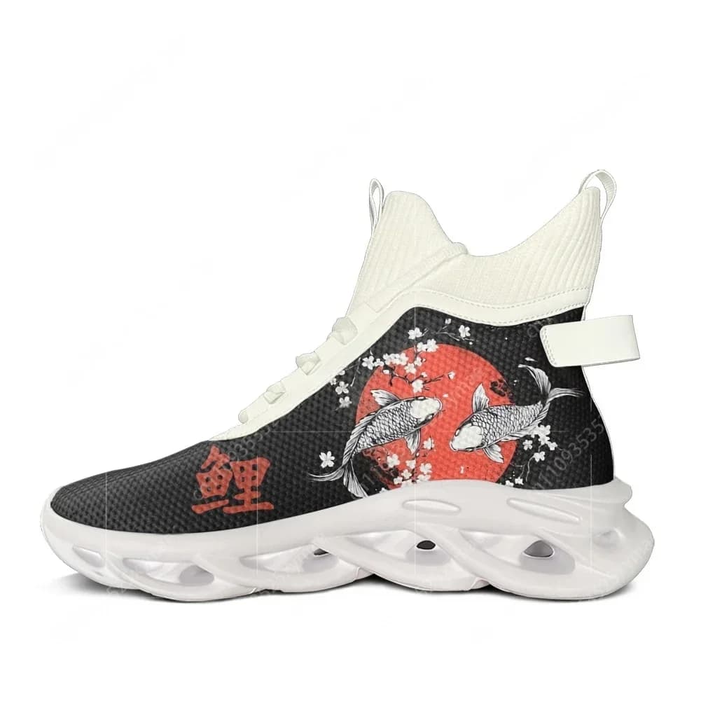 Sneakers Alte con Grafica Sakura Giapponese e Carpe Koi, Scarpe da Trekking e Corsa per Uomo e Donna