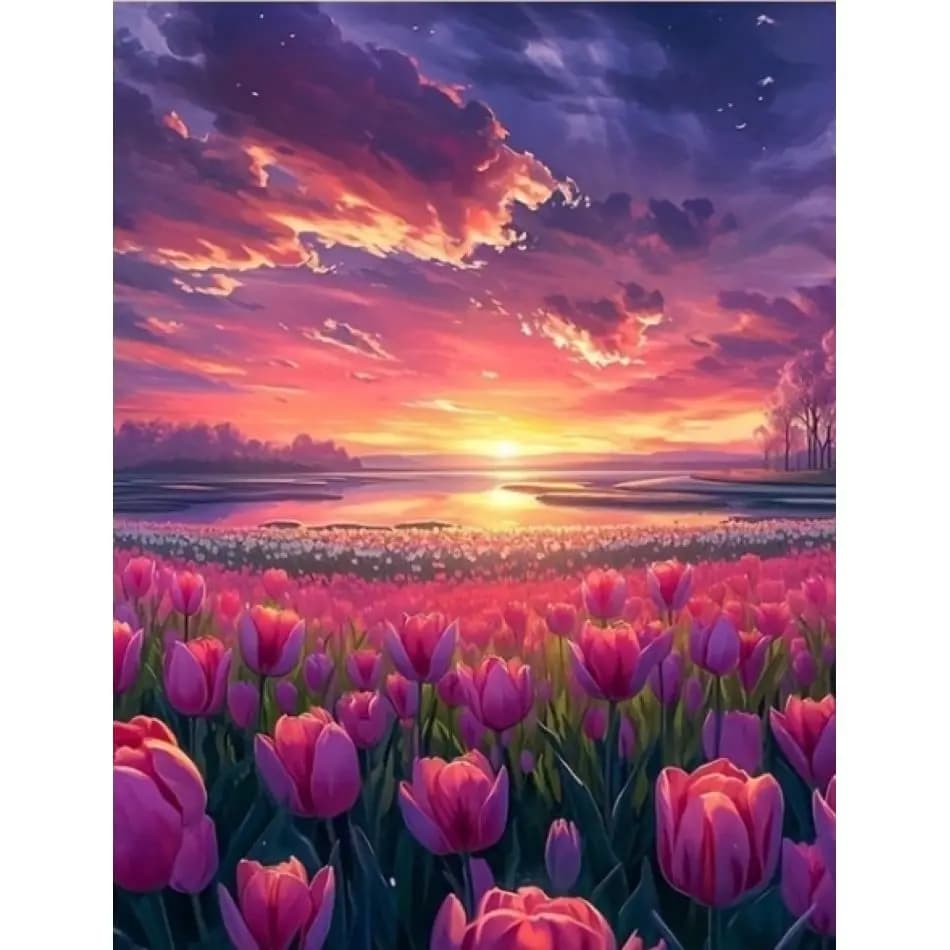 RUOPOTY Sea Of Flowers 5d Diamond Painting For Adults Crafts Diy Kits For Beginners Flower Full Round Paint With Diamonds Adults