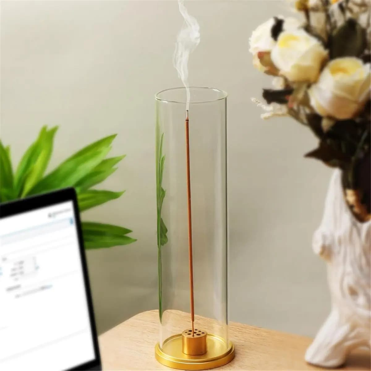Portaincenso KSOL, Porta Bastoncini di Incenso [Anti-Ceneri Volanti], Bruciatore di Incenso Moderno per Bastoncini con Raccoglitore di Ceneri Rimovibile