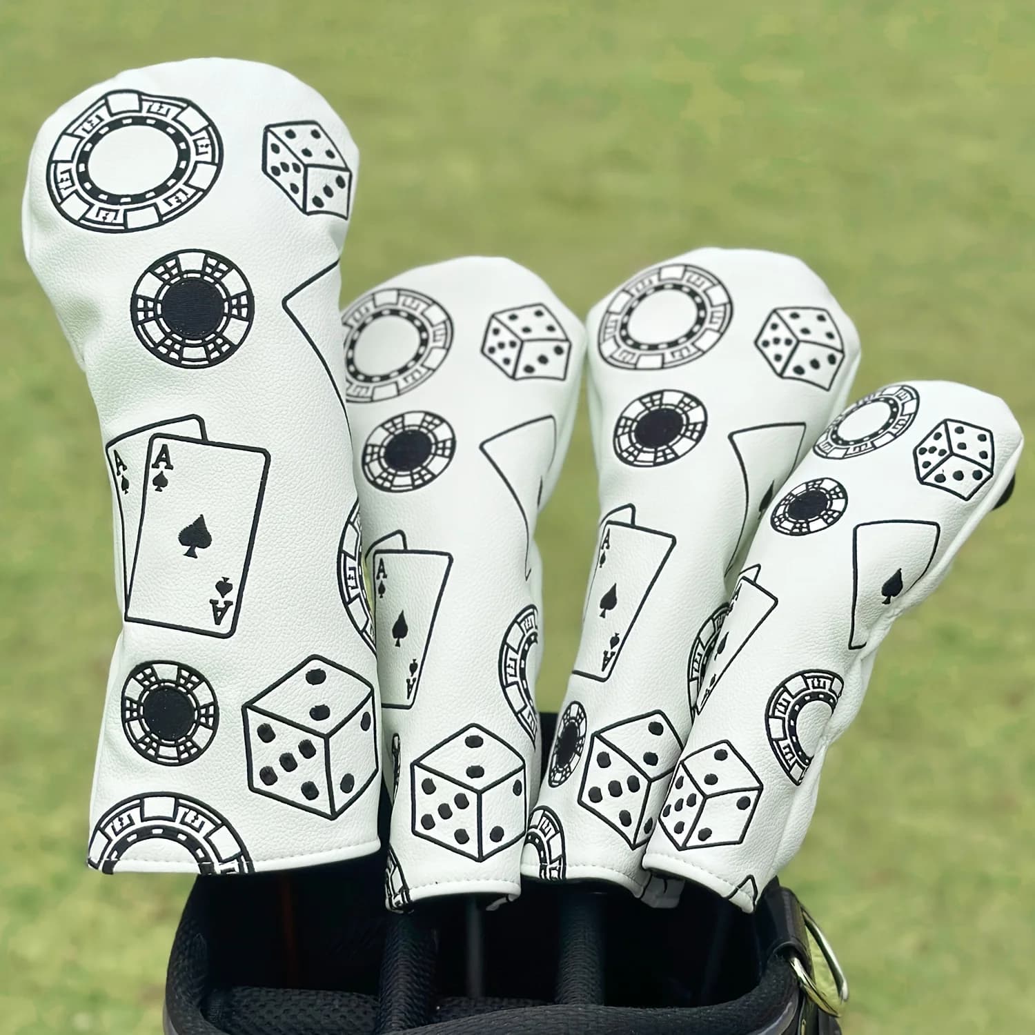 1 pz/4 pz Copritesta Driver/Fairway/Ibrido - Copritesta Mazze da Golf Poker Chips, Copritesta Mazze da Golf e Copritesta Legno da Golf - Accessorio Sportivo