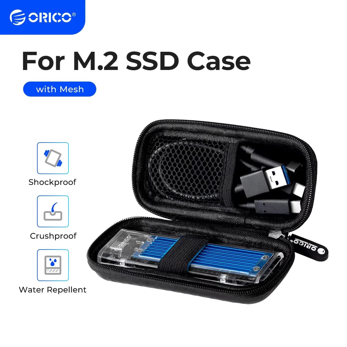 ORICO for External M.2 Hard Drive/Earphone/Data Line HDD Case Black M.2 Hard Disk Case EVA Portable HDD Storage Protection Bag