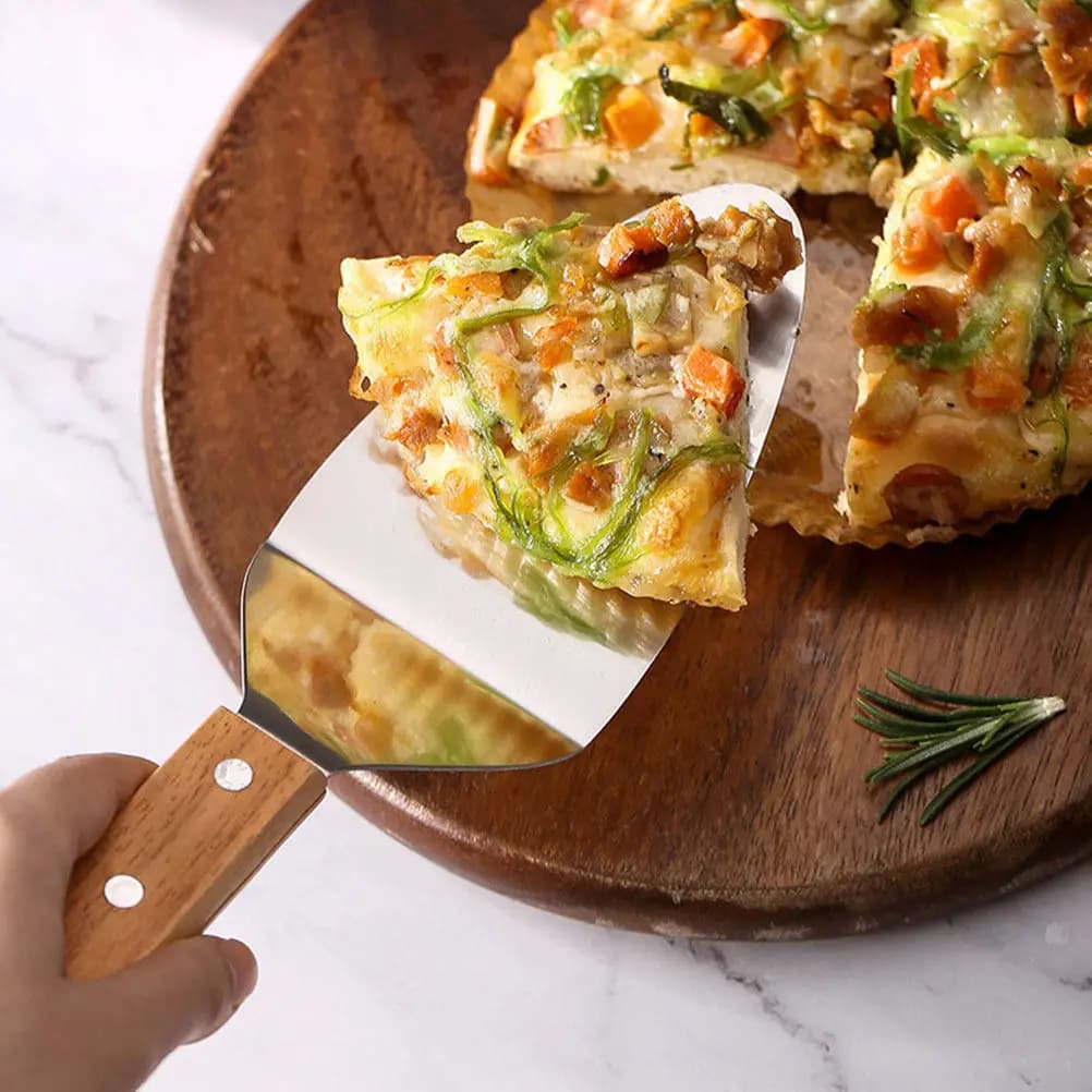 Set di 2 Pale per Pizza da Cucina, Spatola in Metallo Resistente per Formaggio, Pizza, Hamburger, Torte, Dessert, Utensile da Forno Portatile