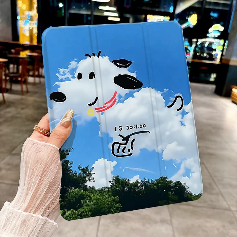 Custodia per tablet White Cloud Puppy PER iPad pro 10/11 pollici 2020/6th/7th /8th /Air 3rd/Air 4th/9th gen/Air 5th Gen 2022/Air 11Anti-dro