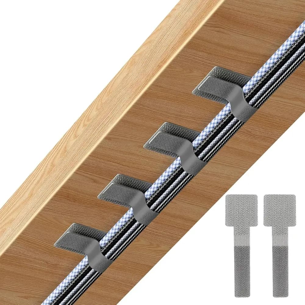 Organizzatore di Cavi Sotto Scrivania, Organizzatori per Cavi, Fascette per Cavi con Gancio e Anello, Cinghie Adesive per Fili, Riutilizzabili
