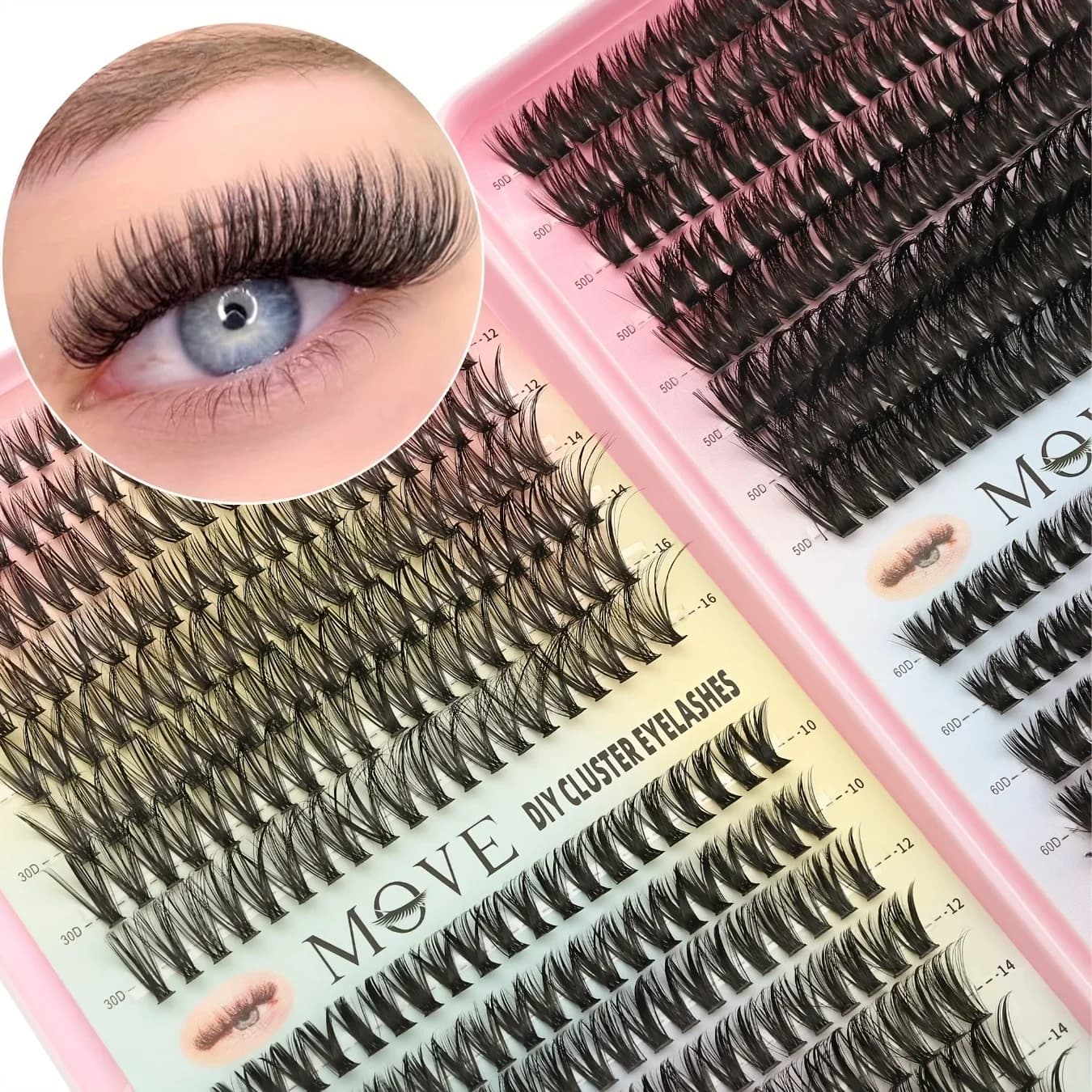 Nuovo Kit Ciglia a Ciuffetti 640, Extension Ciglia 5D Voluminose e Spesse, Vassoio Misto Volume, Ciglia Finte in Visone, Trucco Extension Ciglia