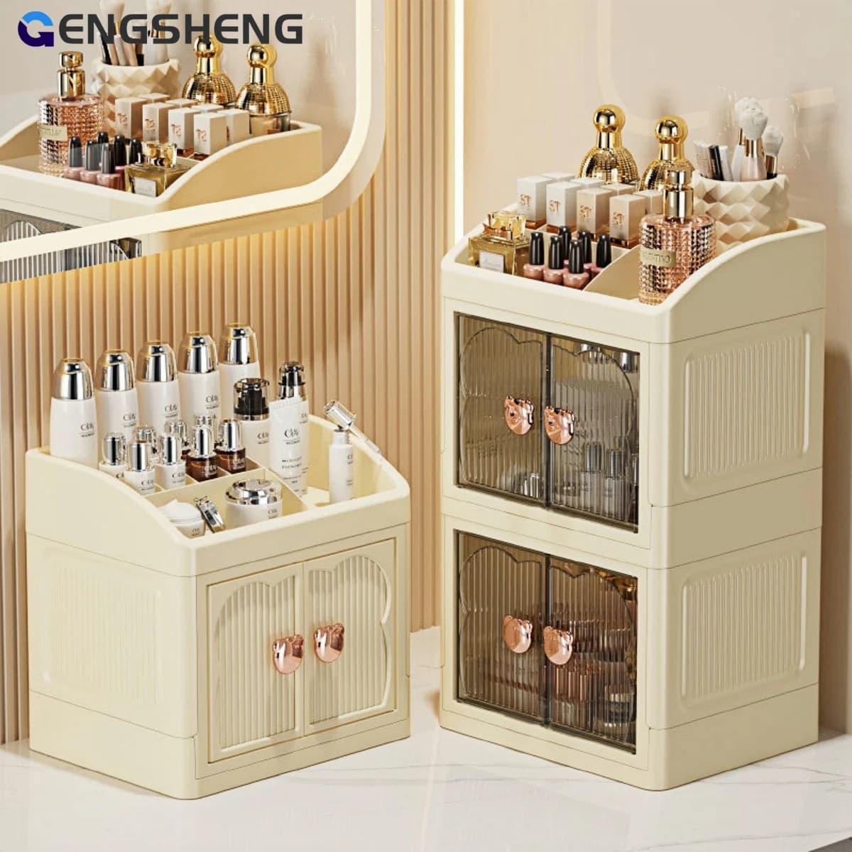 3 Layer Makeup Storage Box,Large Capacity Transparent Dressing Table Storage Rack,Dust-proof Cosmetic Organizer，Multifunctional