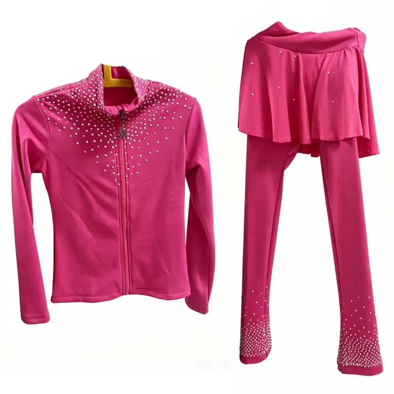 Figure skating training suit, girls' ice skating suit, four season version, adult high elasticity and plush hip protection set