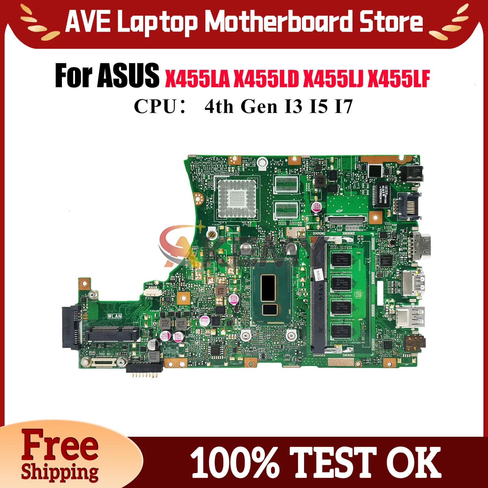 X455LA Scheda Madre Del Computer Portatile Per ASUS X455L X455LB X455LD K455L X455LJ X455LAB X455LNB X455LN X455LF A455L Scheda Madre I3 I5 I7 CPU