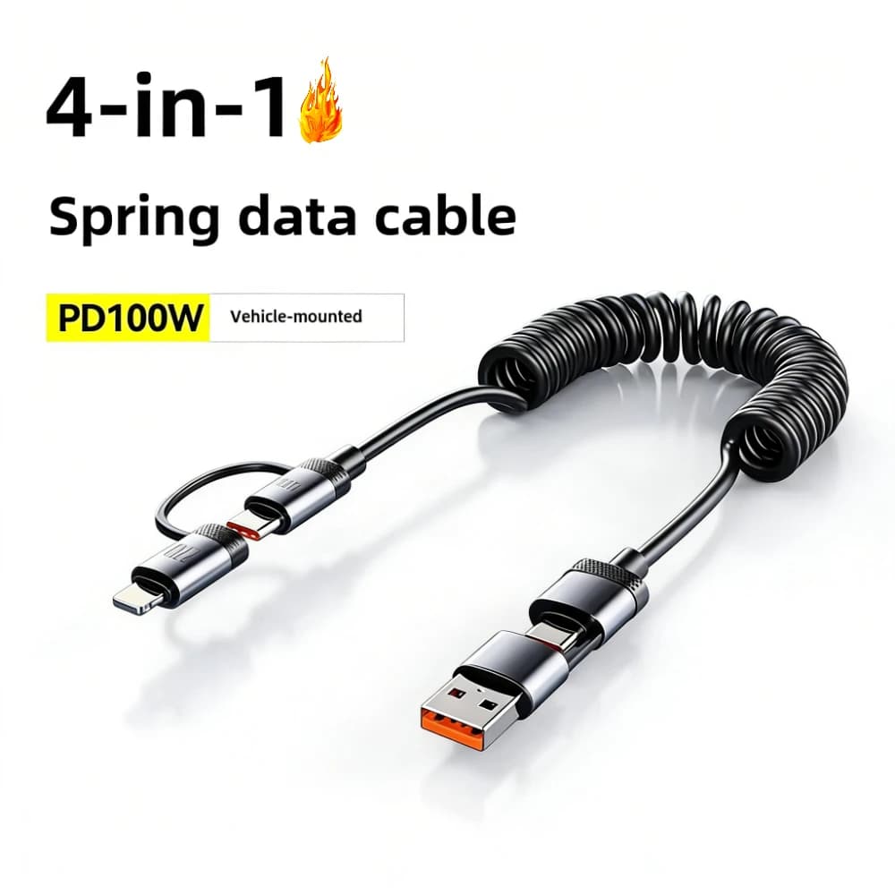 Cavo Dati USB Tipo C 100W per iPhone 16 Huawei Samsung 6A Estensibile Quattro-in-Uno Retrattile Cavo di Ricarica Rapida USB C