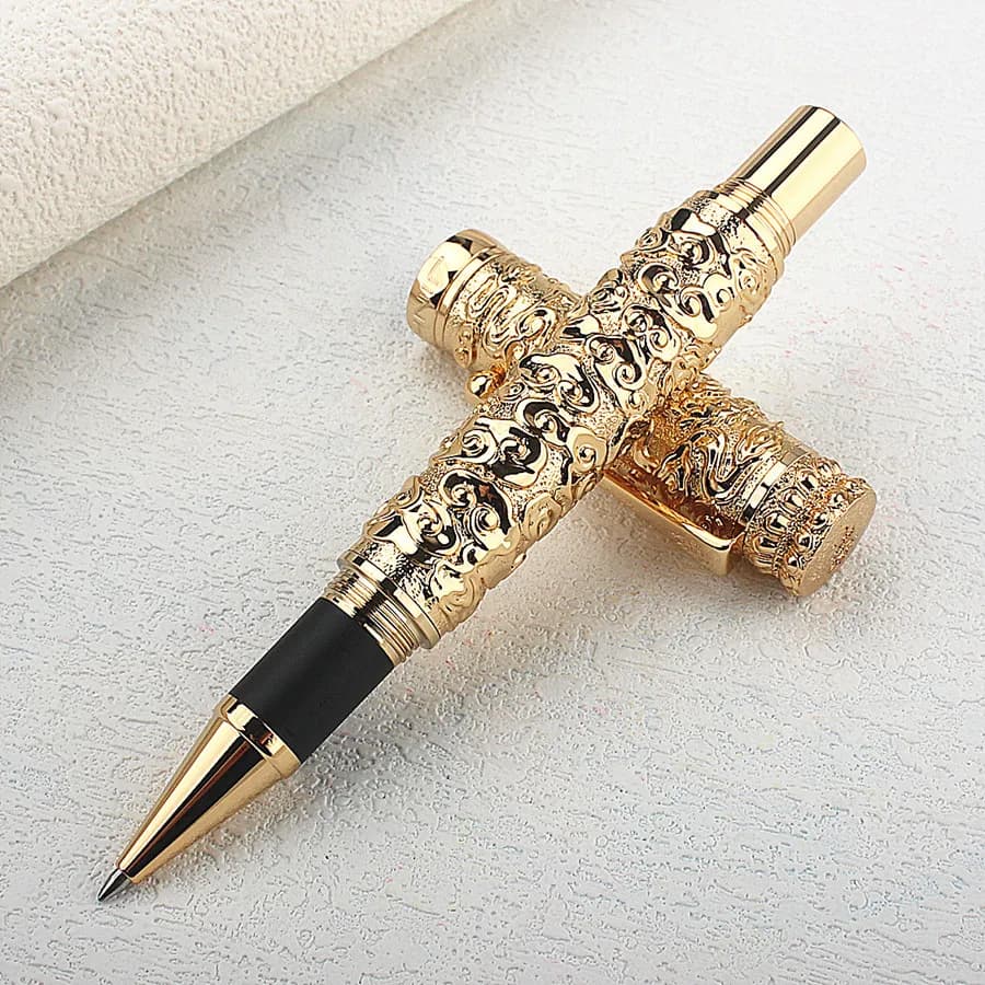 Penna a sfera Jinhao fatta a mano di lusso, penna drago dorato Penna regalo per scrittura artigianale avanzata per laureati aziendali