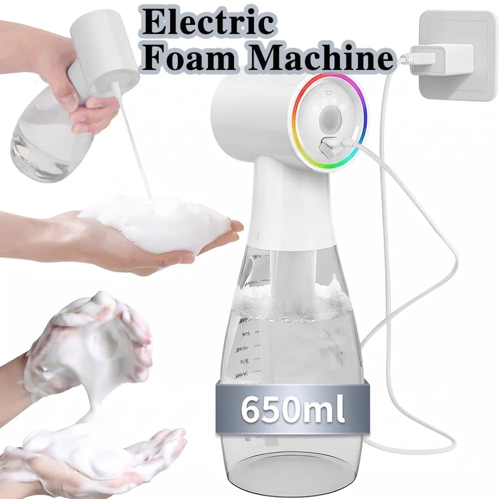 650ml Electric Foam Machine Large Capacity One-Touch Foam Gun Automatic Aerator Shampoo Soap Dispenser Tattoo Cleaning Supply