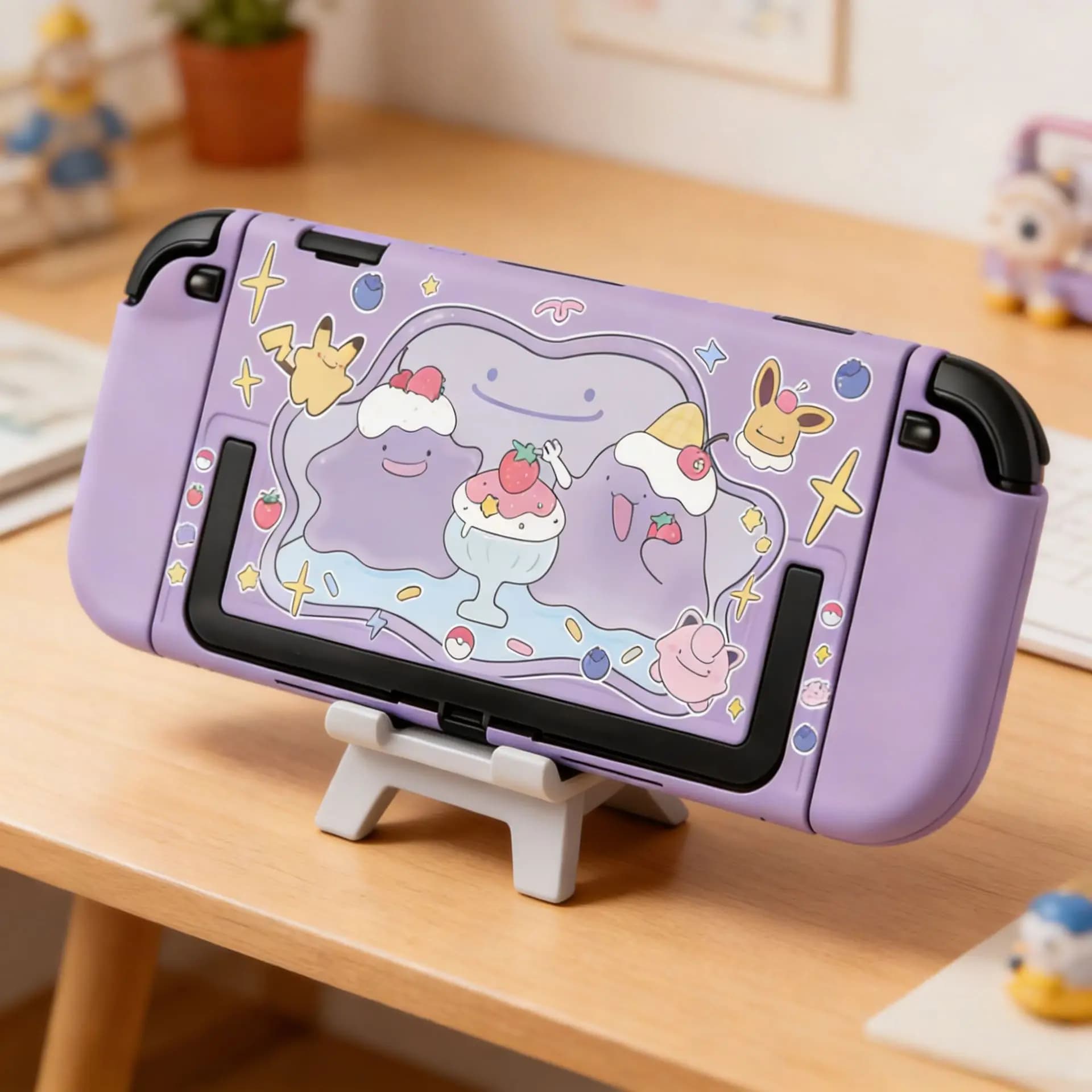 Custodia Trasparente Glitterata Cartoon per Nintendo Switch 2, con Controller Joy-Con Staccabili, Colore Viola, Accessori Gaming