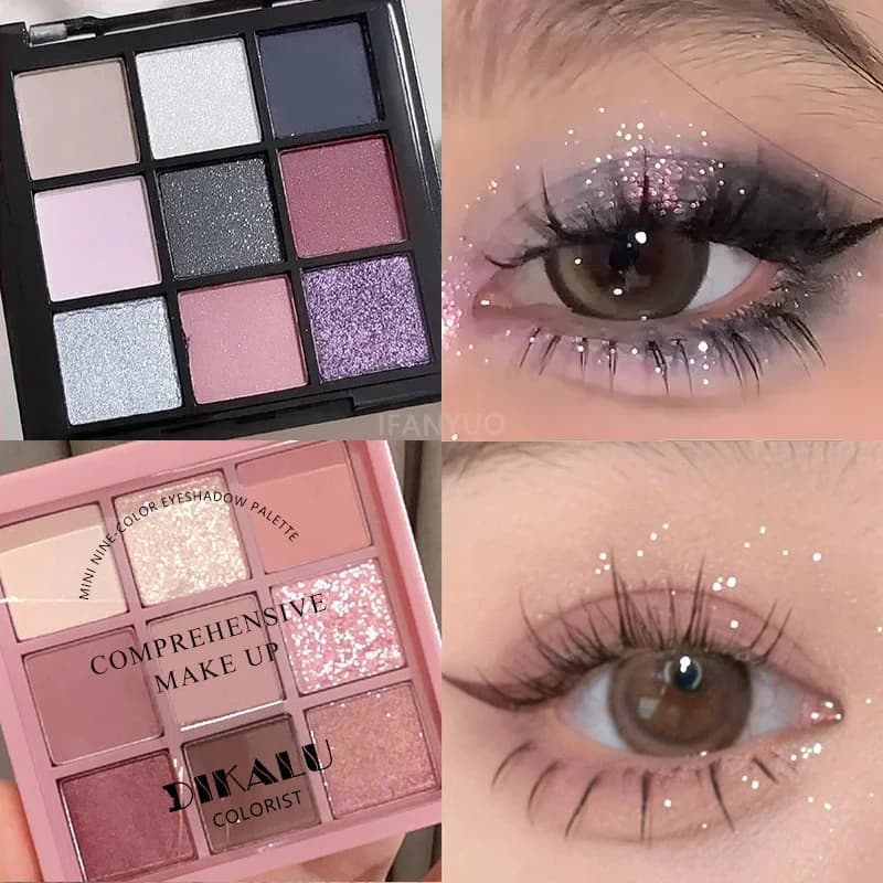 Dark black nine-colored Umbrella glitter opaque brown butter Smoked pearl umbrella for eyes Shadow Cosmetic pigments powder