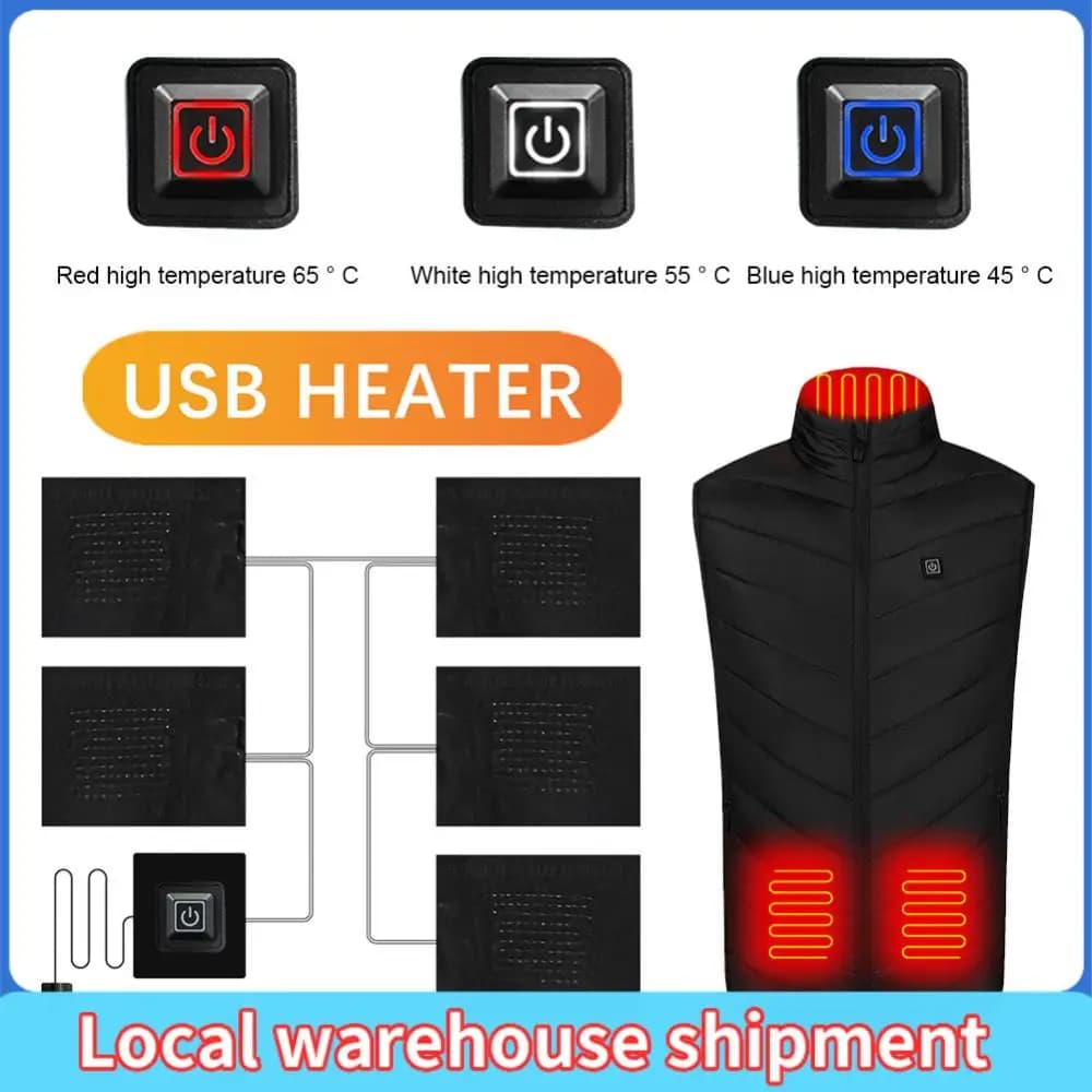 Riscaldatore per vestiti USB 5V con 3 marce di temperatura regolabile Foglio di riscaldamento elettrico fai-da-te Riscaldatore per giacca gilet