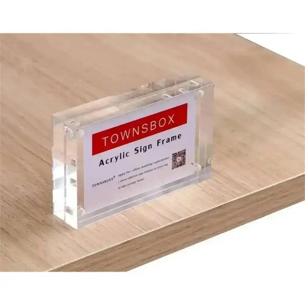 1 Pezzo Blocco in Acrilico con Forte Magnete, Porta Etichette, Porta Cartelli da Tavolo, Porta Menu, Porta Biglietti da Visita