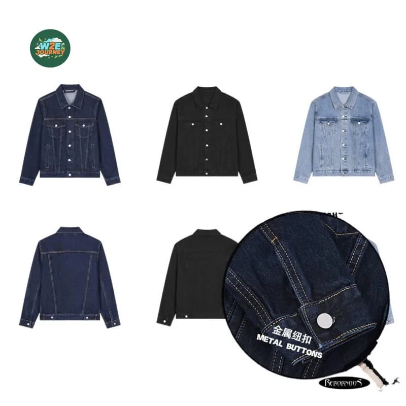 W2EJOURNEY Luxury Quality EU US Size Jean Jacket 450g Turn Down Collar Work Denim Jacket For Men