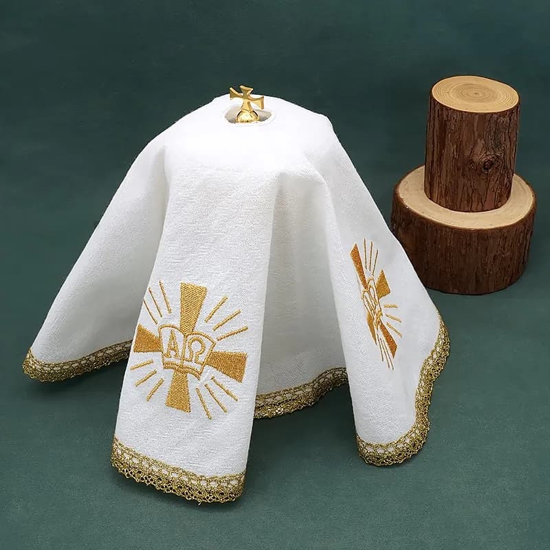 Etichetta di massa cattolica Panno di copertura di santo Panno eucaristico cristiano Panni di calice Santo Ciborium Velo Laid Copertura Fornitura per chiesa