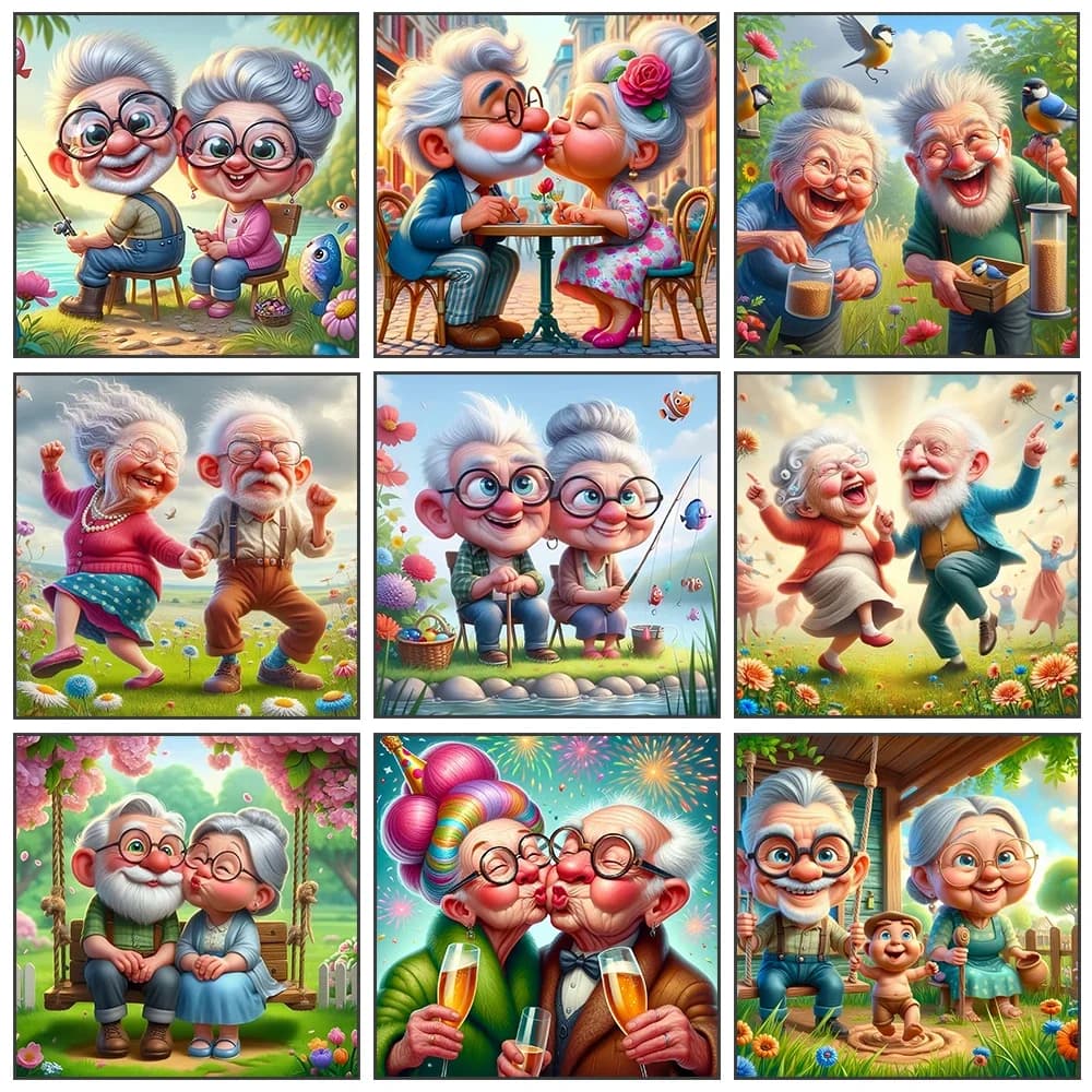 Pittura diamante 5D fai da te nonna nonno pieno quadrato rotondo ricamo ritratto nuovo arrivo mosaico strass decorazioni per la casa