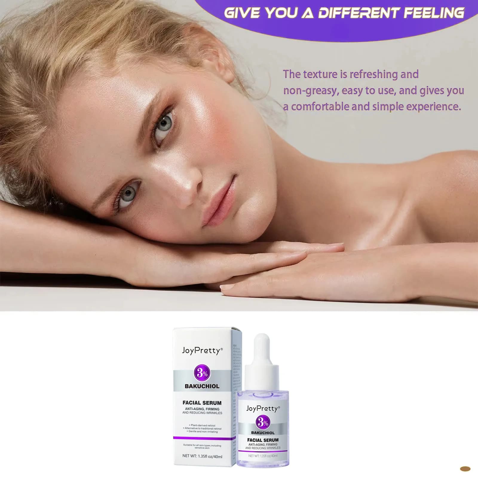 Retinol Wrinkle Face Serum Collagen Hyaluronic Acid Forehead Fine Lines Lifting Anti-Aging Glowing Serum Facial Skin Care 40ml