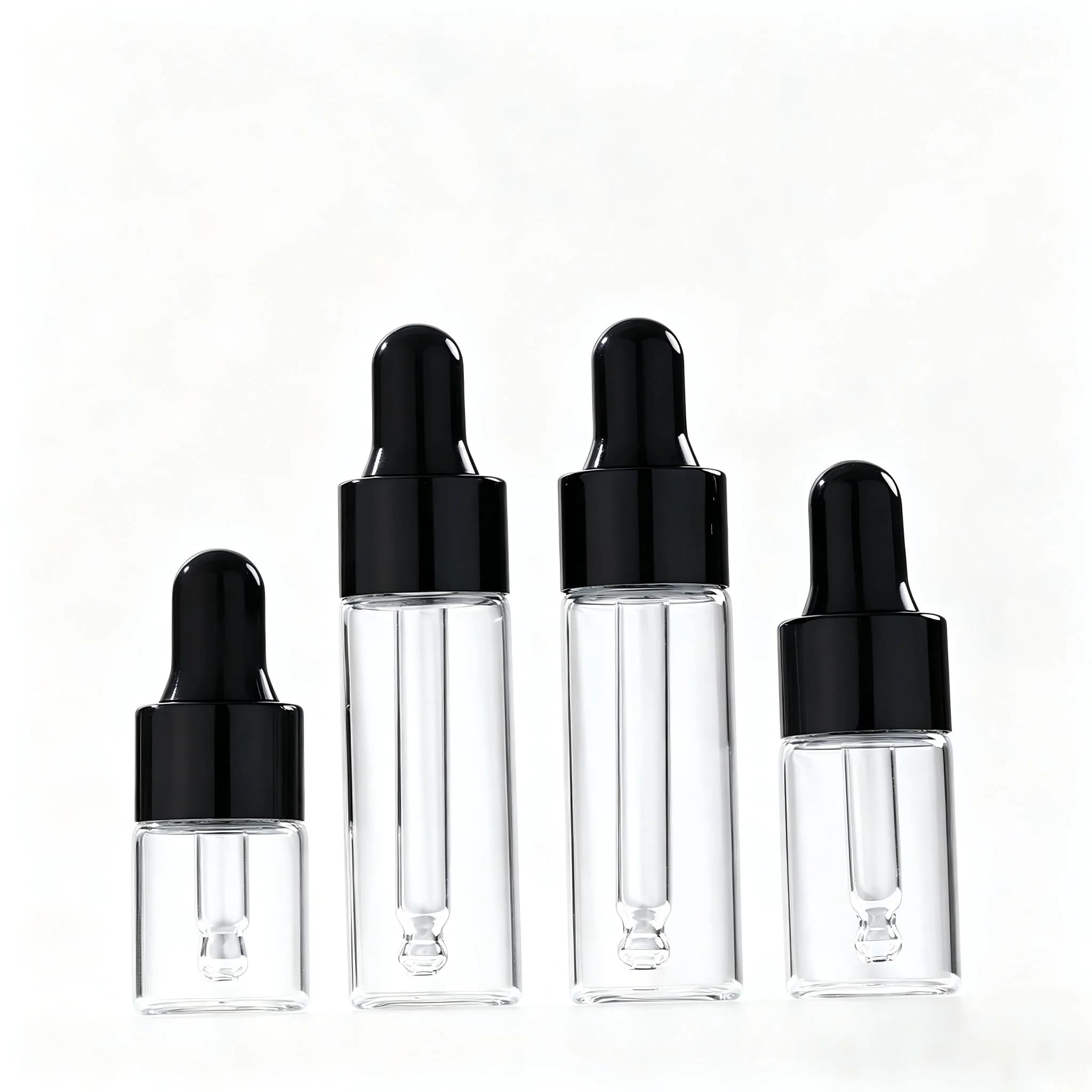 10 Pezzi Mini Flaconi Contagocce in Vetro 1/2/3/5ml, Fiale Vuote per Oli Essenziali, Cosmetici, Profumi, Lozioni, Aromaterapia, Confezioni Campione