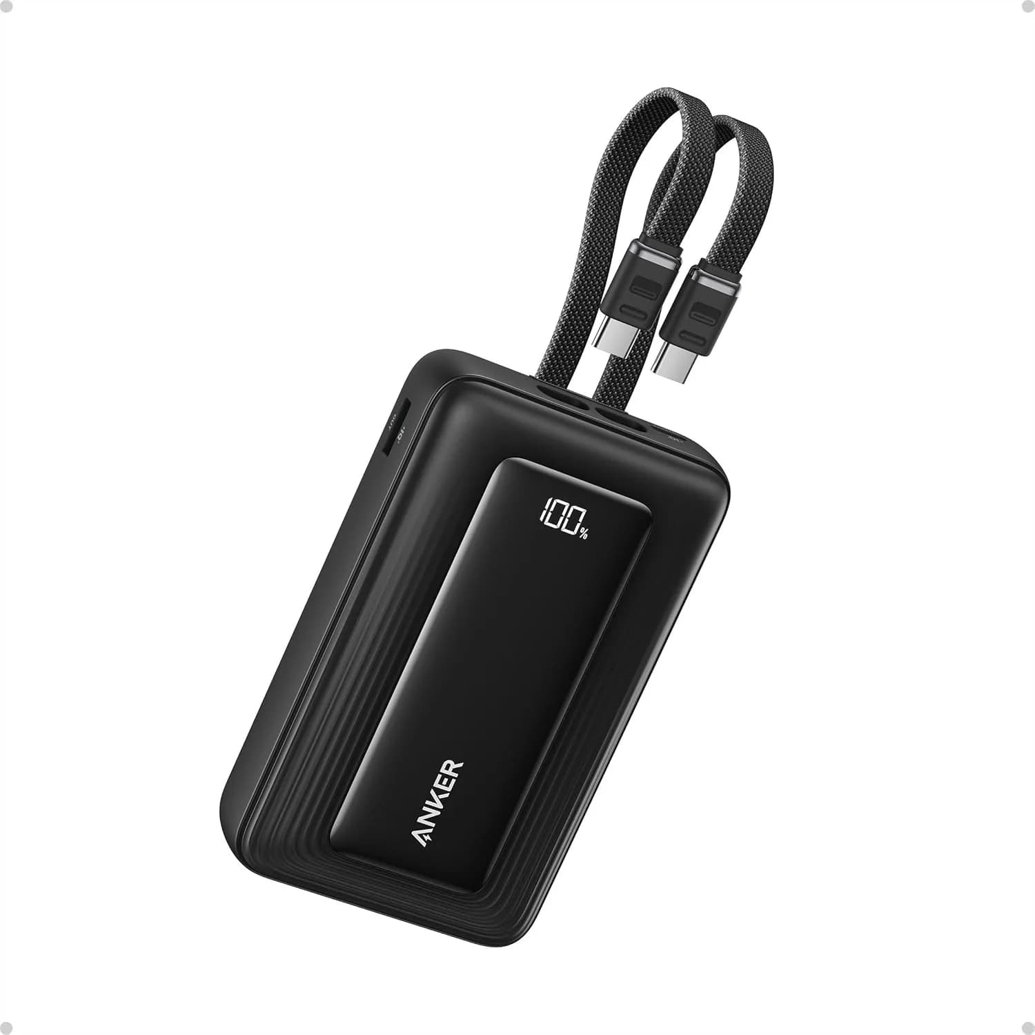 Power Bank 20000mAh 45W con Cavi USB-C Doppi Integrati per Ricarica Rapida