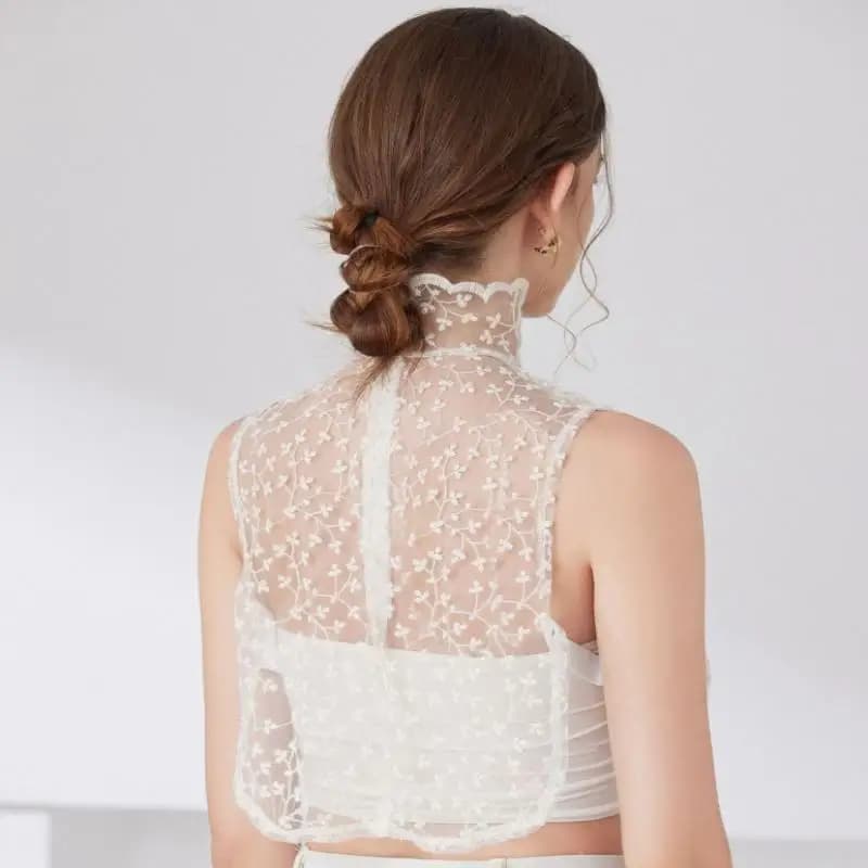 1PC Cute Petal Fake Collar Black Detachable Lapel False Blouse Lace Removable Collar Slim Gauzy False Collar Women