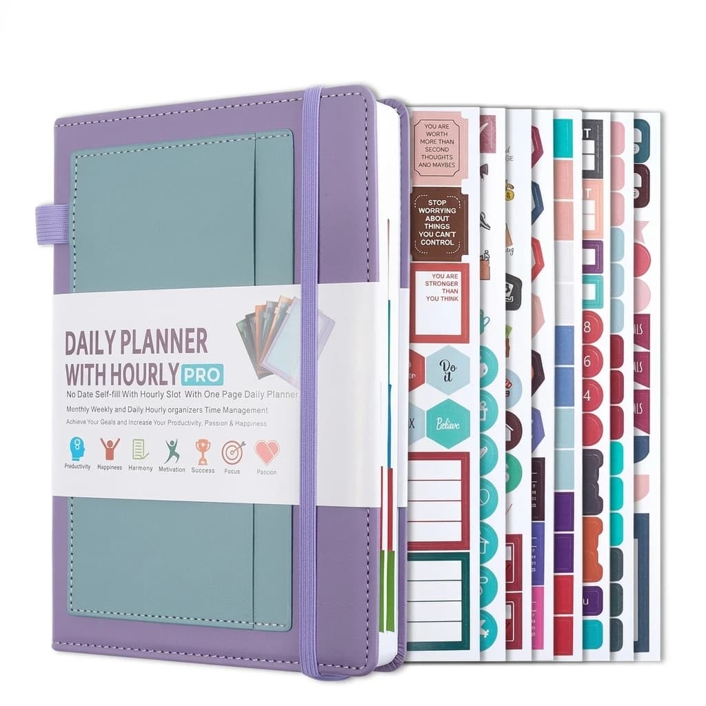 Undated Daily Planner Notebook With Elastic Strap Self Fill Pages, One Page Per Day Productivity Journal For Office Students