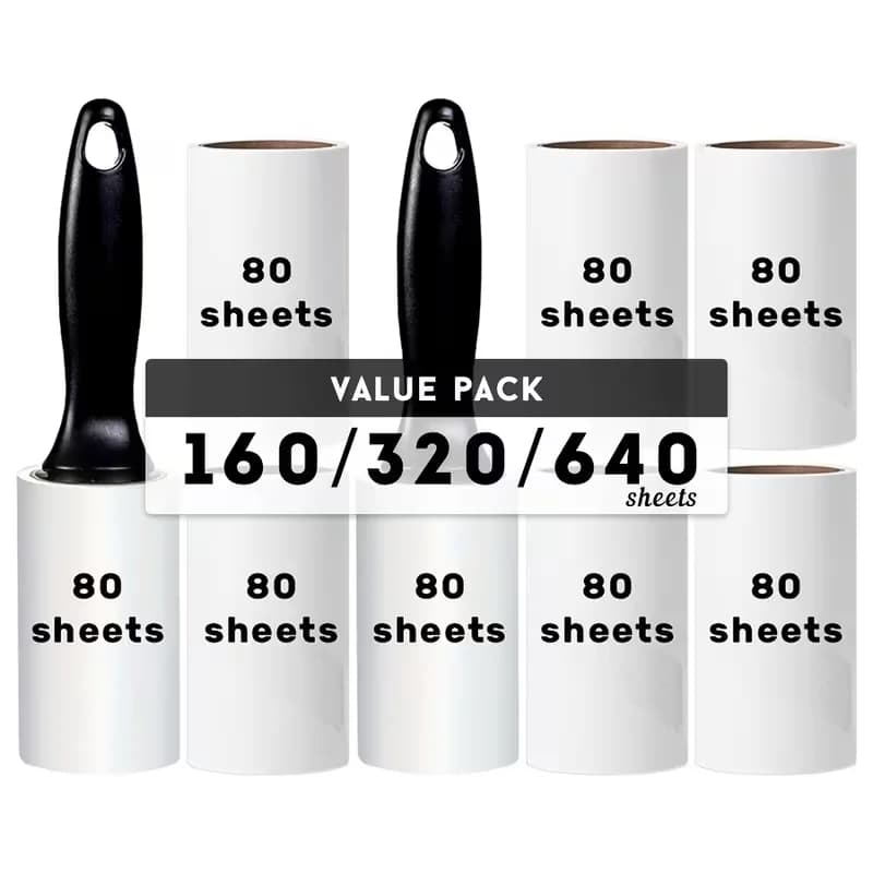 640/320/160 Sheets, Lint Roller, Pet Hair Remover Roller, Lint Roller Refills, Tearable Sticky Roller, Rollers for Pet