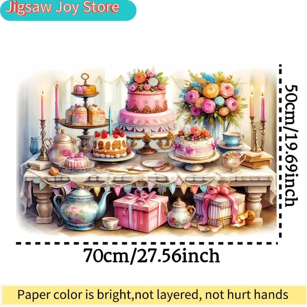 Puzzle Vintage da 1000 Pezzi per Feste del Tè, Adatto per Famiglie - Affascinante Tema Dessert con Teiere, Torte e Motivi Floreali
