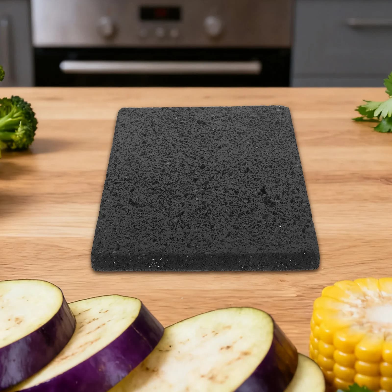 Volcanic Rock Cooking Stone Korean Bbq Grilling Plate 20x15cm Even Heat Distribution Vegetarian Friendly Pizza Oven Stone