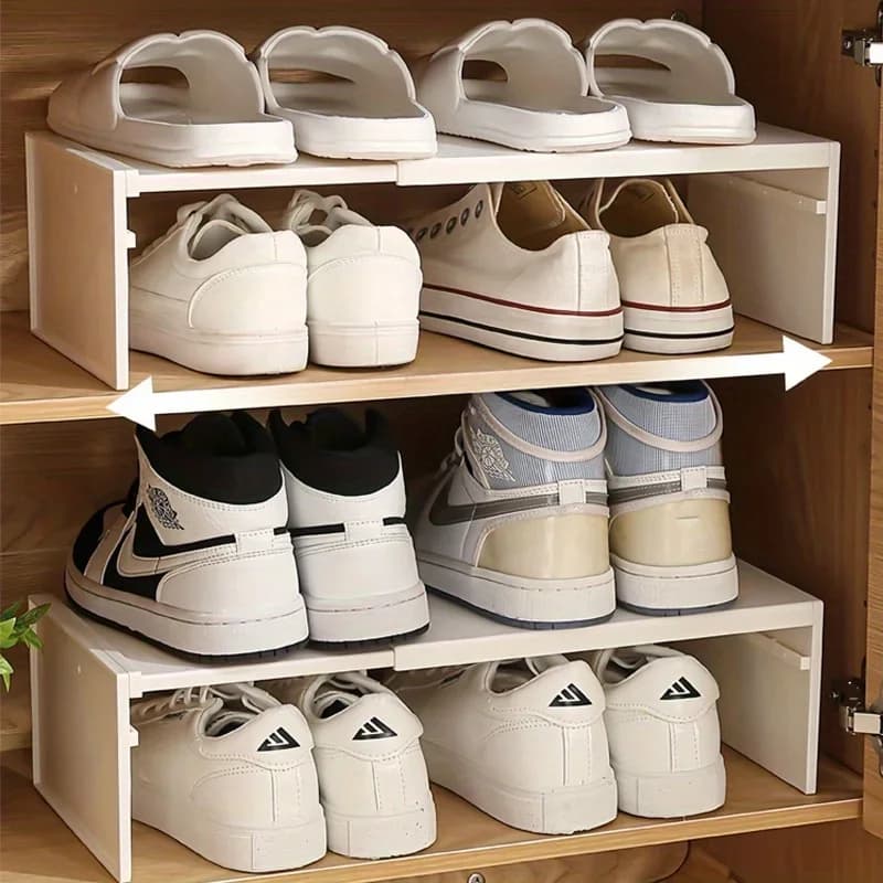 Expandable Storage Shelf, Shoe Rack with Tiered Dividers, Closet Organizer, Wardrobe Storage Cabinet, Desktop Organizer Board
