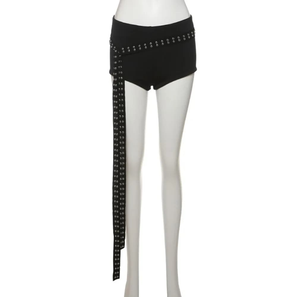 Long Waistband Backless Slim Suits Biased Collar Slim Fit Belt Vests Sweet Korean Style Rivet Shorts Streetwear