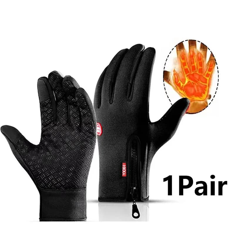 1 paio di guanti da moto caldi da uomo da donna, fitness invernale, guida all'aperto, touchscreen, guanti spessi impermeabili