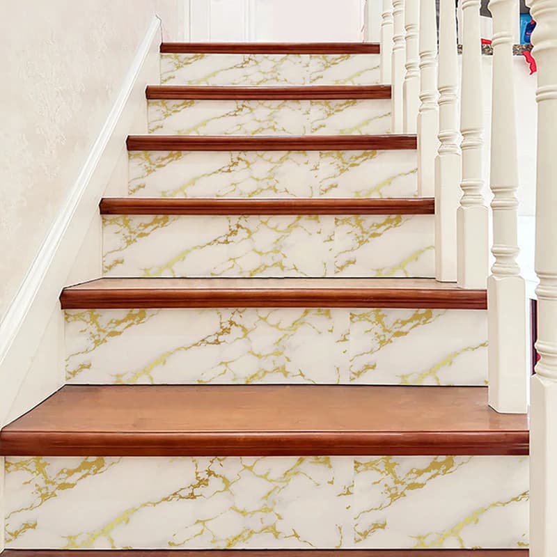 Adesivi Realistici Effetto Marmo per Gradini, 60x20cm, Vinile Autoadesivo per Scale, Decorazione Fai-da-Te per Casa, Estetica per Scale