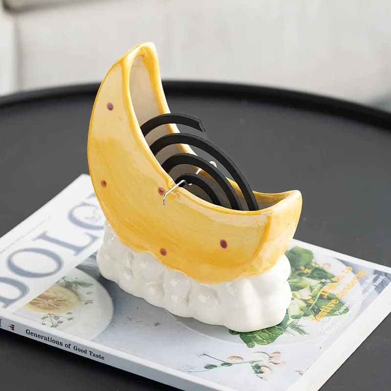 Bruciatore di incenso a forma di padella, grande, in ceramica, per bastoncini di moxa, scatola per incenso da interno, bruciatore per spirali antizanzare al legno di sandalo, bruciatore per aromaterapia