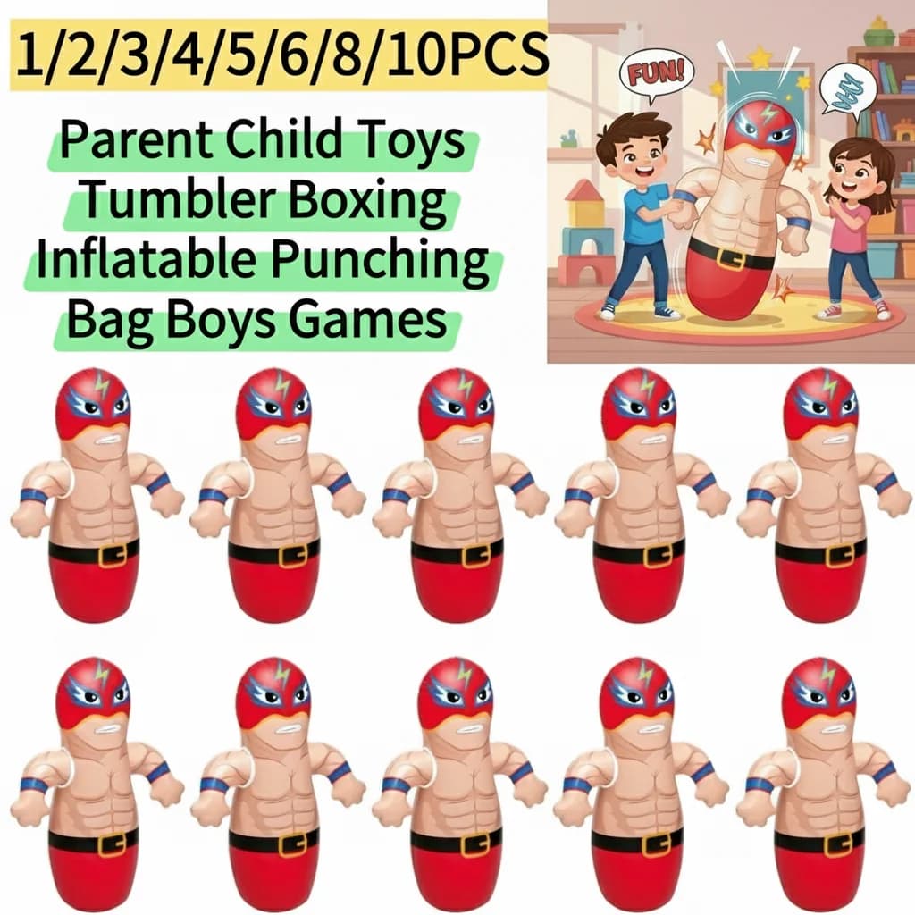 1-10 Pezzi Sacco da Boxe Gonfiabile a Forma di Tumbler, Giochi Sportivi per Ragazzi, Regalo di Natale e Compleanno per Bambini e Bambine, Giocattoli Genitore-Figlio