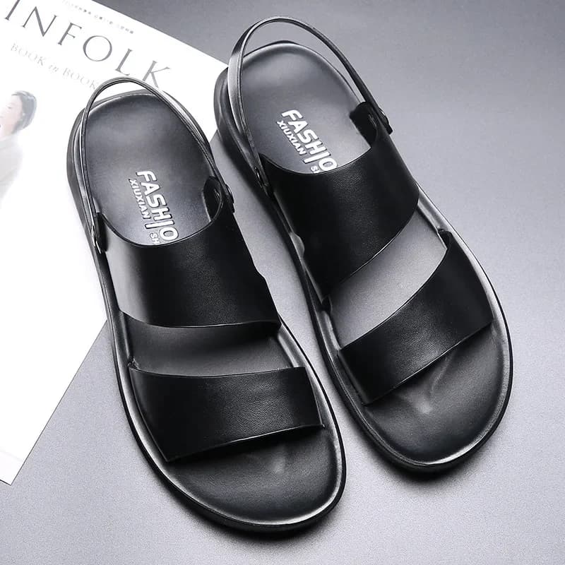 Brand new shoes for men sandals gladiator in real leather slippers Casual cow leather men shoes beach fresh