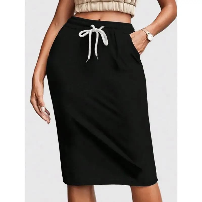 Pure Color Slit Skirt Midi Split Skirt Denim Fabric mid Waist Design Other Material Batwing Shape Other Season Winter Collection