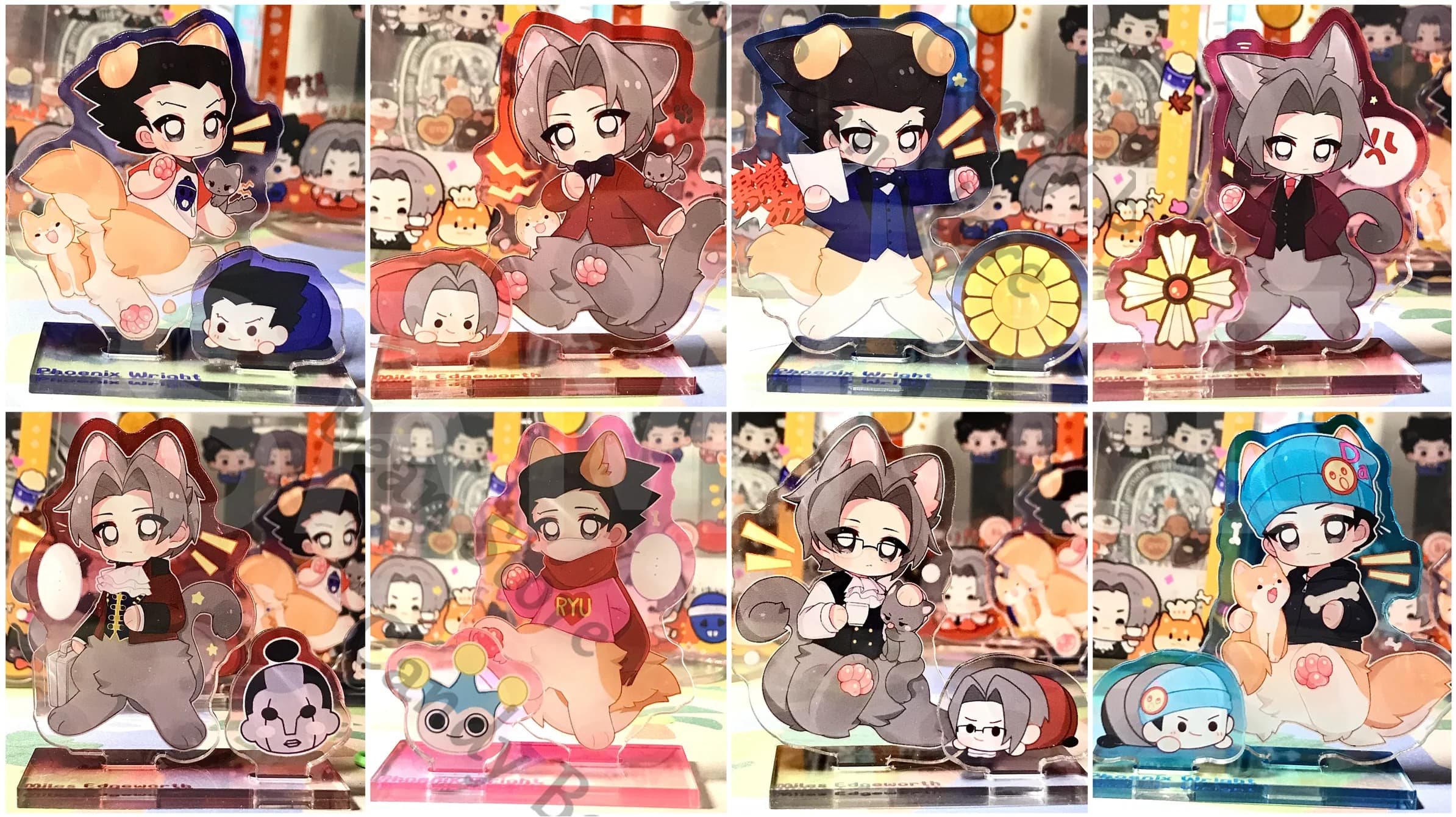 Anime Ace Avvocato Phoenix Wright Miles Edgeworth Cosplay Acrilico Doppia Spina Figura Stand Cartoon In Piedi Segno Tabellone Indicativo