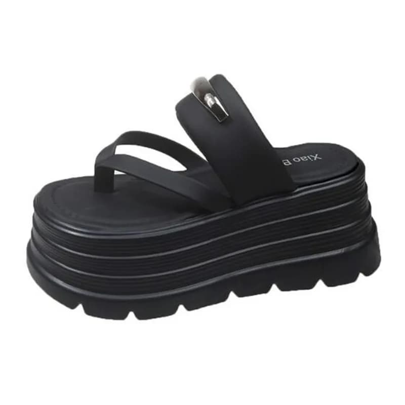 Woman 8CM Heels Wedge Slides Sandals Women Casual Outdoor Slipper Female Summer Clip Toe Beach Slippers Walking Chunky Shoes