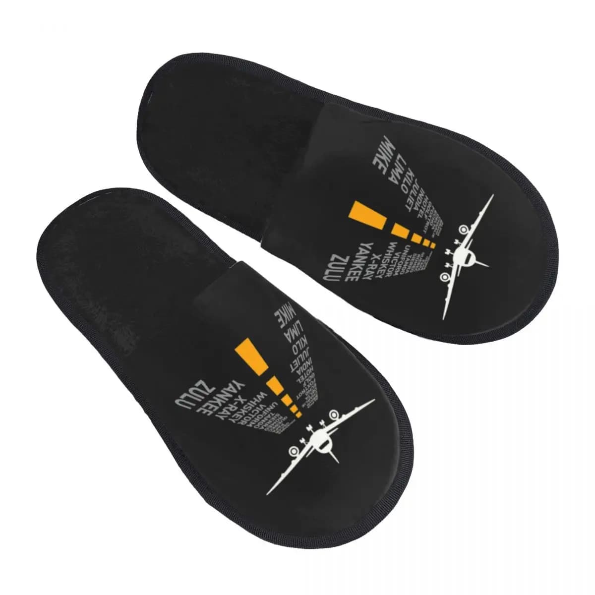 Airport Pilot Airport Track Alphabet phonetic Air Cozy Scuff Slippers Memory foam Home Shoes for Women's Hotel