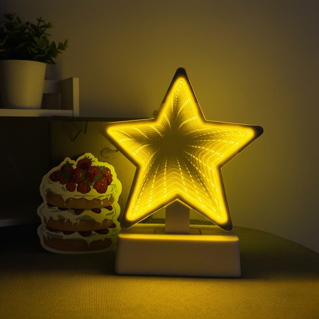 Insegne LED a specchio 3D a stella alimentate tramite USB con interruttore on/off Lampada d'ambiente stellata per regali per la decorazione della casa, camera da letto, soggiorno