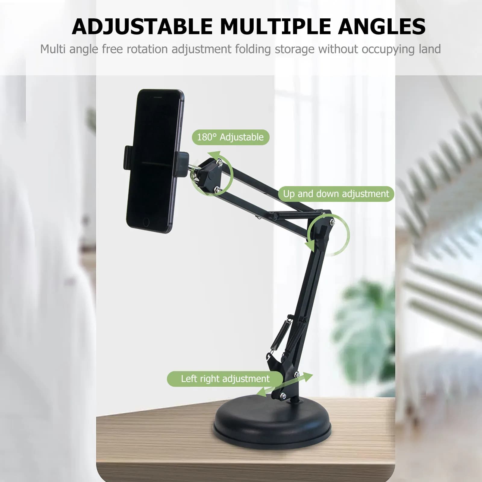 1Set Camera Stand Iron Suspension Arm Desktop Webcam Holder Adjustable Phone Clip 360 Degree Rotation Live Streaming Video