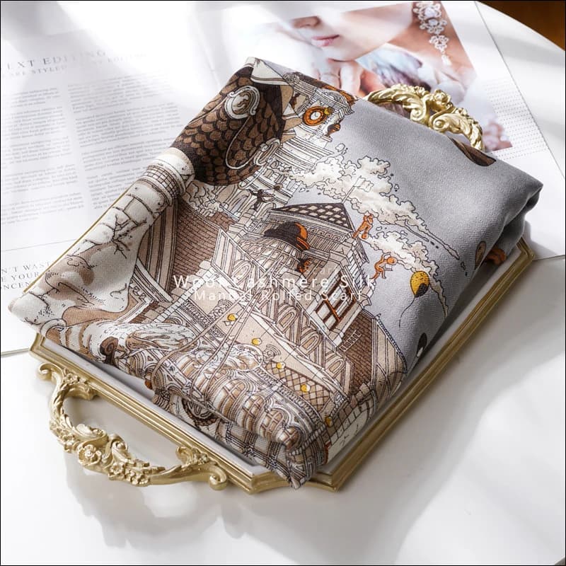 Sciarpa di seta di lana calda invernale Sciarpe di gelso di lusso Grandi scialli di bordo arrotolato di Pashmina Stola Mantello Coperta 140 cm Parigi