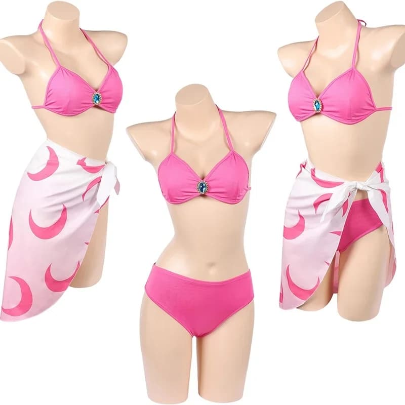 LKO Fantasia Princess Peach Cosplay Beachwear Swimsuit Anime Game Women Disfraz Costume Female Halloween Carnival Party Clothes